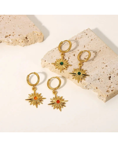 Fashion 18K Gold-Plated Stainless Steel Earrings Jewelry Eight-Pointed Star Ear Drop