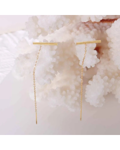 Simple Long Tassel Ear Line Titanium Steel 18K Gold Earrings