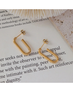 Retro U-Shaped Geometric Titanium Steel 18K Gold Earrings Wholesale