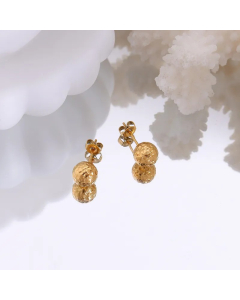Retro Tin Foil Ball Small Golden Ball Titanium Steel Earrings Wholesale