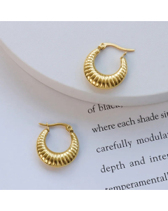 Simple C-Shaped Geometric Titanium Steel 18K Gold Plated Earrings