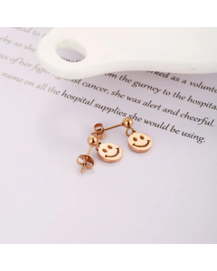 European And American Elegant Clover Smiley Face Round Beads Titanium Steel Ear Studs Suit Women's Simple Fashion Ins Earrings Rose Gold_colorza_3