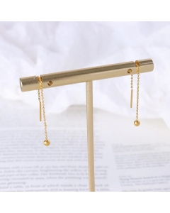 Simple Mini Steel Ball Long Ear Line Titanium Steel Earrings