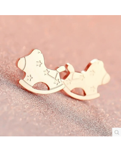 Wholesale Small Wooden Horse Earrings Titanium Steel Earrings
