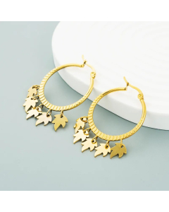 Fashion Leaf Tassel Titanium Steel Earrings Female Simple Long Earrings