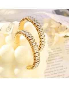 Retro C-Shaped Zircon Titanium Steel Earrings Wholesale