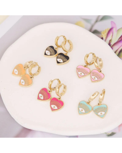 Fashion Heart Stainless Steel Stoving Varnish Earrings 1 Piece