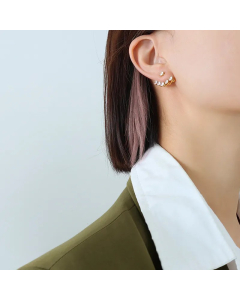 Three-Hole Design Can Freely Adjust Zircon Inlaid Earrings