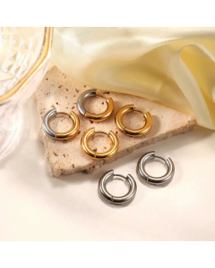 Simple 18K Gold-Plated Stainless Steel Jewelry Gold And Silver Hoop Earrings Jewelry