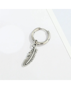 Retro Stainless Steel Wings Leaf Earring Small Feather Pendant Earrings Jewelry