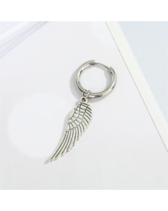 Retro Stainless Steel Wings Leaf Earring Small Feather Pendant Earrings Jewelry