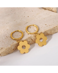 18K Gold-Plated Stainless Steel Small Flower Pendant Earrings