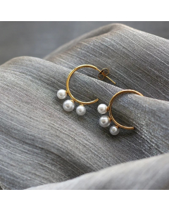 Simple Autumn And Winter Beautiful Imitation Pearl Titanium Steel Earrings