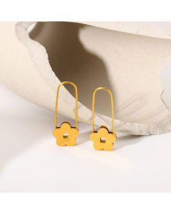 INS Internet Celebrity 18K Gold Earrings Stainless Steel Little Flower Clip Modeling Stud Earrings Female Titanium Steel Earrings Jewelry