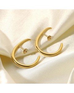 Fashion All-Match Stainless Steel 14K Gold Personality C-Shaped Hook Earring