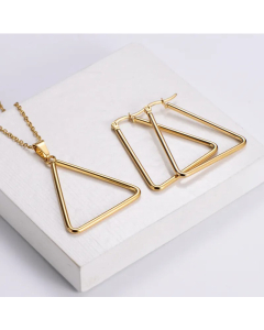 Titanium Steel 316L Fashion Geometric Glossy Necklace Earrings Set Wholesale