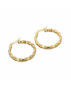 Simple Bamboo Joint Polished Exaggerated Simple Stainless Steel Plated 18K Real Gold Earrings