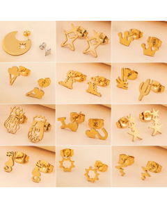 Simple New Stainless Steel Geometric Small Earrings Ear Buckle Ear Clip Earrings Wholesale