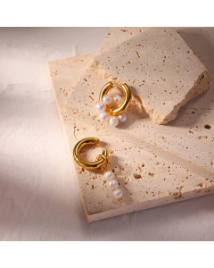 Ins Earrings Wearring By Online Celebrities 18K Gold Plated Asymmetric Natural Freshwater Pearl Pendant Ear Ring Earrings Jewelry