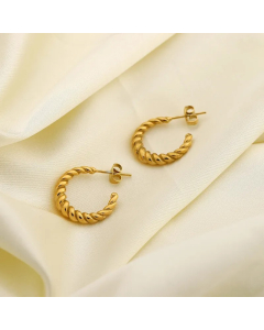 INS New 18K Gold Plated C Shaped Earrings Stainless Steel Jewelry Fashion Geometric Titanium Steel Women Gold Earrings Ornament