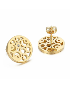 Fashion Hollow Stainless Steel Rhinestone Earrings Wholesale