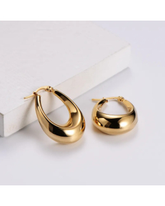 Personality Drop-Shaped Electroplating Real Gold Stainless Steel Hollow Earrings