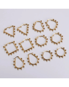 AML Simple Square Triangle Hexagon Round Drop-Shaped Heart Welding Stainless Steel Round Beads Geometric Earrings