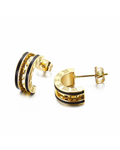 Kalen New Simple And Compact C Word Ear Ring Fashion Trend Roman Numerals Titanium Steel Ear Studs Earrings Wholesale