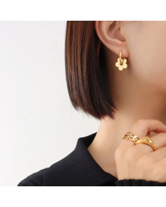 Cute Flower Earrings Stainless Steel Plated 18K Real Gold Ear Buckle Wholesale