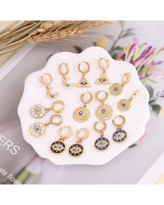 Cross-Border New Arrival Devil Eye Stud Earrings Female Personality Stainless Steel Earrings Fashion Ins Zircon Earrings E396