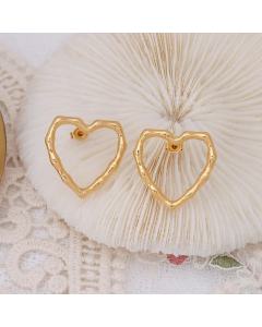 Simple Personality Titanium Steel 18K Gold Heart Earrings Wholesale