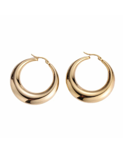 Wholesale Jewelry Titanium Steel Polished Round Hollow Earrings Colorza