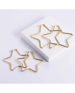 Wholesale Titanium Steel Hollow Star Earrings Colorza