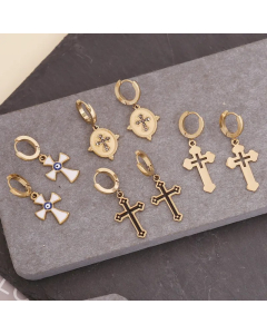 Hot Titanium Steel Cross Earrings Personality Punk Earrings Colorfast Gothic Earrings