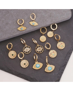 Wholesale Jewelry Eye Shape Pendant Titanium Steel Earrings Colorza
