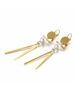 Fashion Circle Long Gold Stainless Steel Earrings Wholesale Colorza