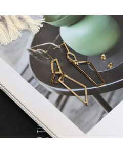 Niche Irregular Random Cut Geometric Square Triangle High-Profile Earrings Long Earrings Titanium Steel Plated 14K Gold Color Protection