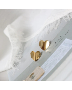 Fashion Curved Peach Heart Titanium Steel Gold-Plated Earrings Wholesale Colorza