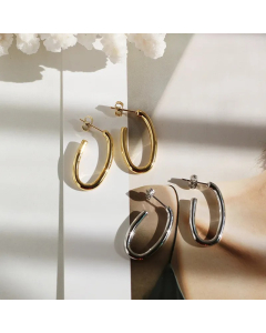Simple Glossy U-Shaped Oval Titanium Steel Earrings Wholesale Colorza