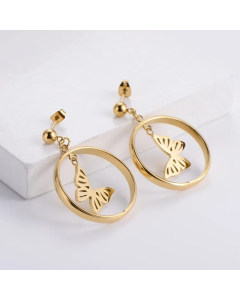 AML Animal Hollow Butterfly Earrings Titanium Steel Vacuum Plating New Sweet Simple Platform Wholesale_colorza_2