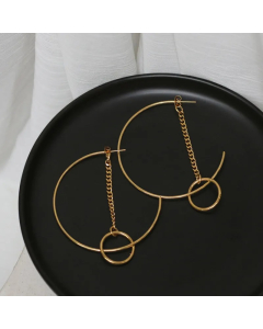 Simple Round Tassel Titanium Steel Earrings Wholesale Colorza