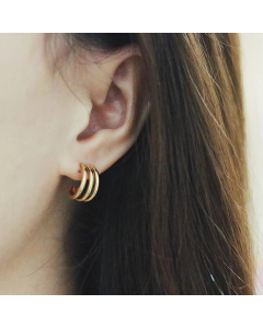 Simple Retro Three-Line Bending Titanium Steel Earrings Wholesale Colorza