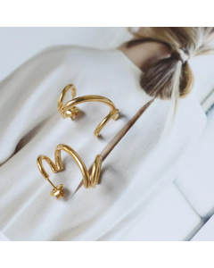 18K Simple Multi-Line Geometric Titanium Steel Earrings Wholesale Colorza