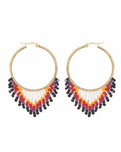 Miyuki Beads Beaded Hand-Woven Indian Ethnic Style Ear Hoops Wholesale Jewelry Colorza