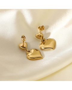 Fashion Gold-Plated Stainless Steel Heart-Shaped Earrings Wholesale Colorza