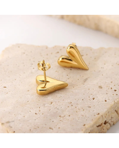 Fashion Gold Plated Stainless Steel Heart Earrings Wholesale Colorza