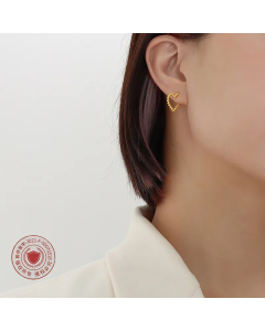 Simple Irregular Shape Heart Titanium Steel Plated 18K Real Gold Earrings Wholesale Colorza