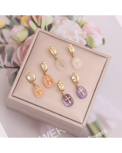 Ornament Natural Stone Cross Earrings Female Personality Fashion Earrings