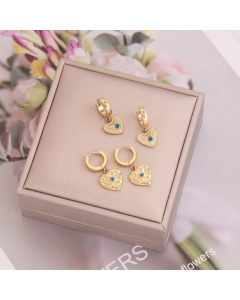 Popular Personalized Stainless Steel Love Heart Earrings Female Green Zircon Stud Earrings Fashion Ins Earrings E383