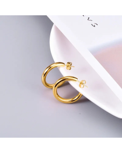 Fashion Halo Glossy Circle Titanium Steel Earrings Wholesale Colorza